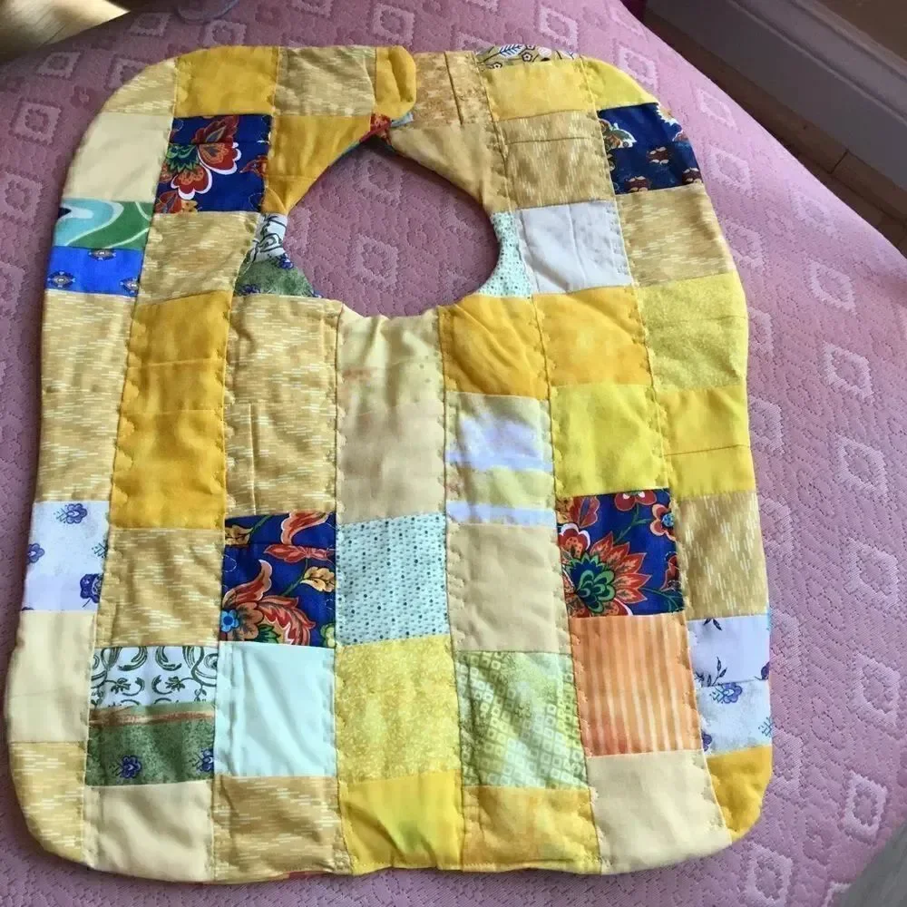3/$25 or $12 each. Yellow Hand Crafted Quilted Reversible Baby Bib